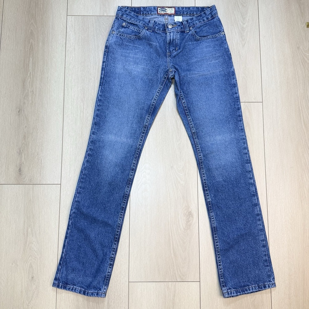 VTG Y2K Old Navy Womens 2 Low Rise Straight Leg Jeans Blue Denim Mexico 90s